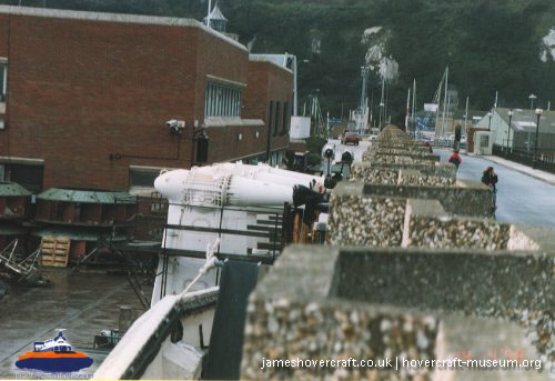 SRN4 Sir Christopher (GH-2008) being broken up at Dover -  (credit: The <a href='http://www.hovercraft-museum.org/' target='_blank'>Hovercraft Museum Trust</a>).